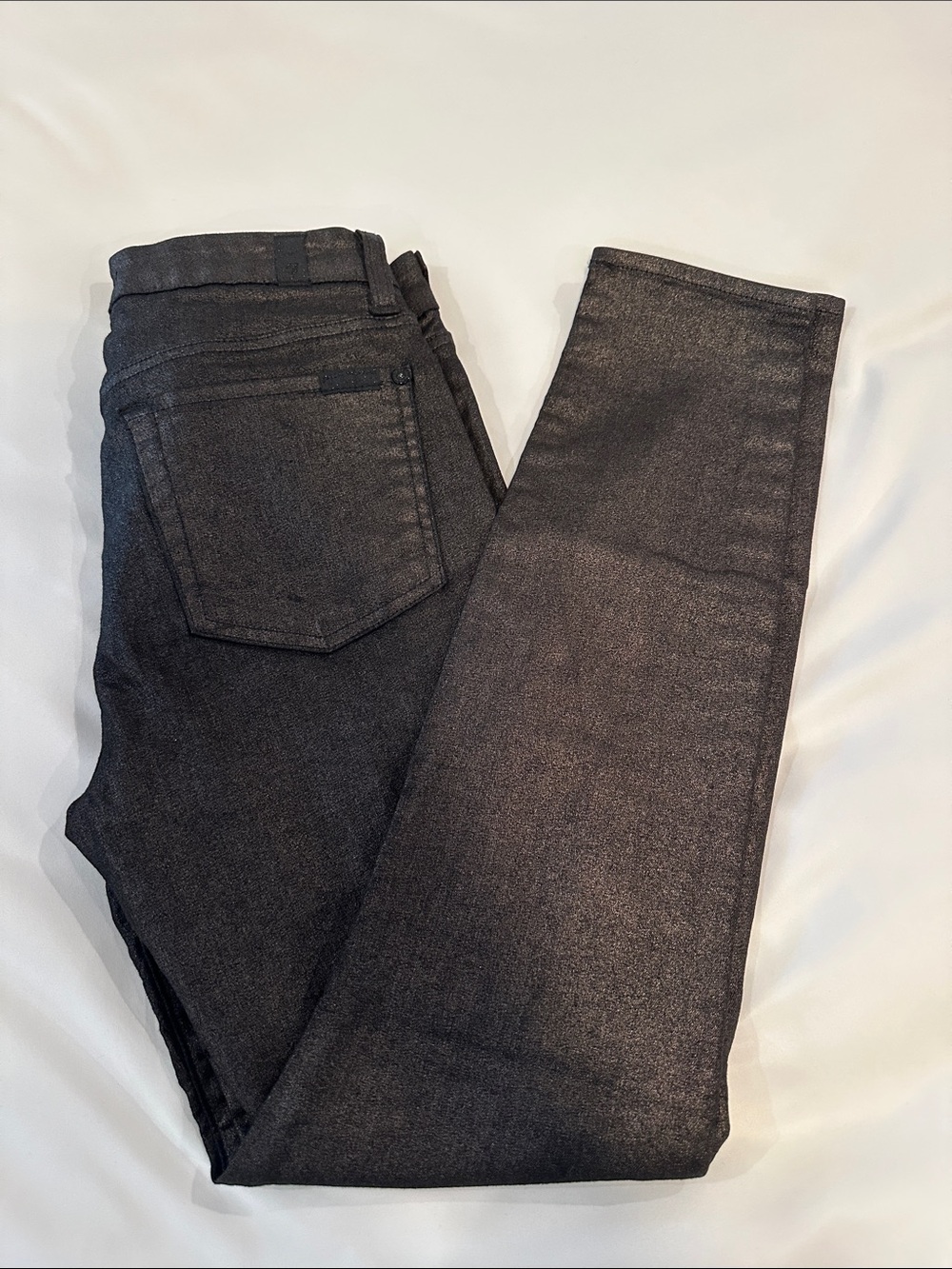 7 For All Mankind Black Metallic Skinny Jeans